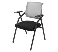 Lot de 2 chaises de bureau empilables et pliantes, 220 kg, for salle de conférence, dossier en filet, rembourrées, avec accoudoirs, en métal robuste, sans roulettes, for l'école et la maison, gris