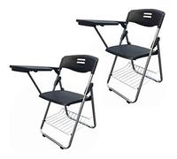 Lot de 2 chaises de bureau pliantes avec tablette d'écriture, cadre en acier durable pour la formation, les conférences, les affaires et l'apprentissage, couleur noire, idéales pour les ateliers et