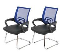 Lot de 2 chaises de conférence / chaise visiteurs Ancona, simili-cuir, bleu Bleu G