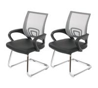 Lot de 2 chaises de conférence / chaise visiteurs Ancona, simili-cuir gris