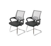 Lot de 2 chaises de conférence / chaise visiteurs Ancona, simili-cuir, gris
