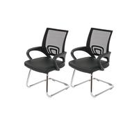 Lot de 2 chaises de conférence / chaise visiteurs Ancona, simili-cuir, noir