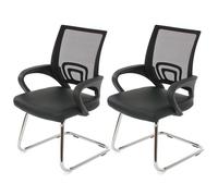 Lot de 2 chaises de conférence / chaise visiteurs Ancona, simili-cuir noir