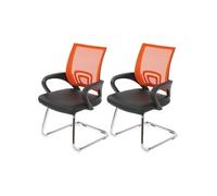 Lot de 2 chaises de conférence / chaise visiteurs Ancona, simili-cuir orange