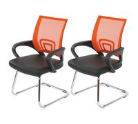 Lot de 2 chaises de conférence / chaise visiteurs Ancona, simili-cuir, orange Orange G