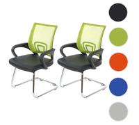 Mendler Chaises de conférence Ancona simili-cuir vert - Lot de 2