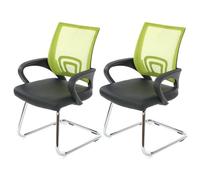 Lot de 2 chaises de conférence / chaise visiteurs Ancona, simili-cuir vert