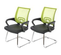 Mendler Chaises de conférence Ancona simili-cuir vert - Lot de 2
