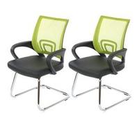 Lot de 2 chaises de conférence / chaise visiteurs Ancona, simili-cuir vert