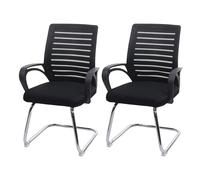 Lot De 2 Chaises De Conférence Hwc-K51, Chaise Visiteur Piétement Luge, Charge Max. 150 Kg Tissu/Textile Noir Multicolore