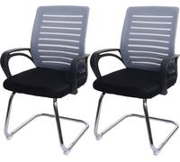 Lot De 2 Chaises De Conférence Hwc-K51 Piétement Luge, Charge Max. 150 Kg Tissu/Textile Gris Multicolore