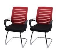 Chaises de conférence HWC-K51 piétement luge charge max. 150 kg tissu/textile rouge