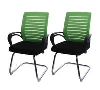 Lot de 2 chaises de conférence HWC-K51 piétement luge, charge max. 150 kg tissu/textile vert