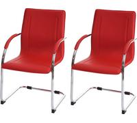 2x Chaise De Conférence Samara, Chaise Visiteurs Cantilever, Similicuir Rouge Multicolore