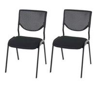 Mendler Chaises de conférence visiteur T401 empilables - Lot de 2, noir
