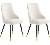 Lot de 2 chaises de cuisine et de salle à manger imperméables en cuir synthétique avec pieds en métal pour salon et cuisine Noir