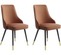 Lot de 2 chaises de cuisine et de salle à manger imperméables en cuir synthétique avec pieds en métal pour salon et cuisine Noir