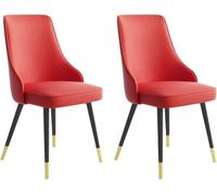 Lot de 2 chaises de cuisine et de salle à manger imperméables en cuir synthétique avec pieds en métal pour salon et cuisine Noir