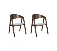 Lot de 2 Chaises de Cuisine Rétro Assise Rembourrée Teinte Bois Sombre et Gris Y