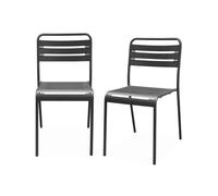 Alice's Garden - Lot de 2 chaises de Jardin Acier. 2 Places. Anthracite. Amelia. L44 x P52 x H79cm