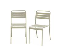 Lot de 2 chaises de jardin acier. 2 places. beige. Amelia. L44 x P52 x H79cm