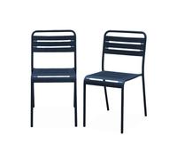 Lot de 2 chaises de jardin acier. 2 places. marine. Amelia. L44 x P52 x H79cm