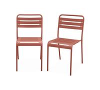 Alice's Garden - Lot de 2 chaises de Jardin Acier. 2 Places. Terracotta. Amelia. L44 x P52 x H79cm