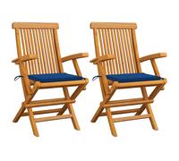 Vidaxl Chaises De Jardin Avec Coussins Bleu Royal 4 Pcs Bois De Teck Bleu