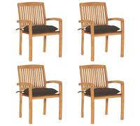 Lot de 2 Chaises de Jardin avec Coussins Siège Bleu Bois de Teck Massif vidaXL