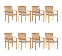 Vidaxl Chaises De Jardin Empilables Avec Coussins 4 Pcs Teck Solide