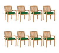 Lot de 2 Chaises de Jardin avec Coussins Siège Bleu Bois de Teck Massif vidaXL
