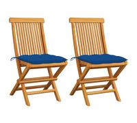 Lot de 2 Chaises de Jardin avec Coussins Siège Gris Bois de Teck Massif vidaXL