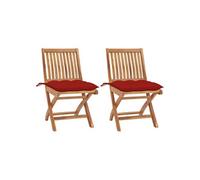 Lot de 4 Chaises Pliables de Jardin avec Coussins Siège Teck Solide vidaXL