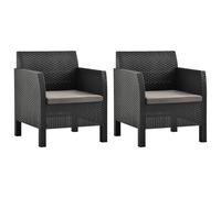 Lot de 2 Chaises de Jardin avec Coussins Sièges PP Rotin Anthracite vidaXL