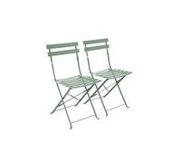 Lot De 2 Chaises De Jardin Pliables - Emilia Vert De Gris - Acier Thermolaqué Vert
