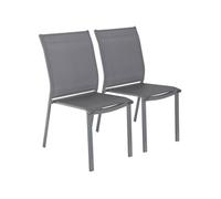 sweeek - Lot de 2 chaises de Jardin Cleveland empilables Aluminium et textilene Anthracite. 64.5 x 45.5 x 89.5 cm