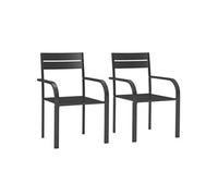 Outsunny Lot de 2 chaises de Jardin chaises empilables d'extérieur avec accoudoirs, en Aluminium pour Jardin, Piscine, terrasse, Gris foncé