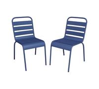 Lot de 2 chaises de jardin empilables en métal - Bleu nuit - MIRMANDE de MYLIA