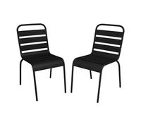 Vente-unique - Lot de 2 chaises de Jardin empilables en métal - Noir - MIRMANDE de MYLIA