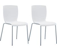 CLP Lot de 2 chaises de jardin empilables Mio en plastique avec pieds en aluminium , Blanc Blanc G