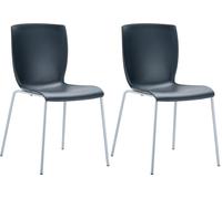 CLP Lot de 2 chaises de jardin empilables Mio en plastique avec pieds en aluminium , Noir