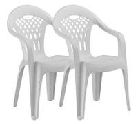 Lot de 2 chaise pegane exterieur empilable non pliable en resine H. 86 cm blanc Blanc G