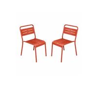 CONCEPT USINE | Lot de 2 Chaises de Jardin Empilables BERGAME Terracotta | Acier + Époxy | Résistance Soleil & Intempéries | Siège Extérieur Design & Confort | Mobilier Jardin Premium