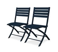 Lot de 2 chaises de jardin en aluminium bleu marine