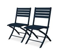 Lot de 2 chaises de jardin en aluminium bleu marine - Bleu marine