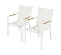 Lot de 2 chaises de jardin en aluminium et textilène blanc - Oviala