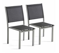 Lot de 2 chaises de jardin en aluminium et textilène gris Ajaccio - Oviala