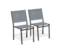 DCB Garden Chaises de jardin TOLEDE en alu et toile plastifiée Lot de 2 Gris anthracite