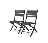 Lot de 2 chaises de jardin en aluminium - Gris anthracite