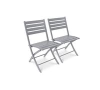Lot de 2 chaises de jardin en aluminium - Gris clair - MARIUS